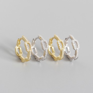 Shining Pave Linked Hoop Earrings
