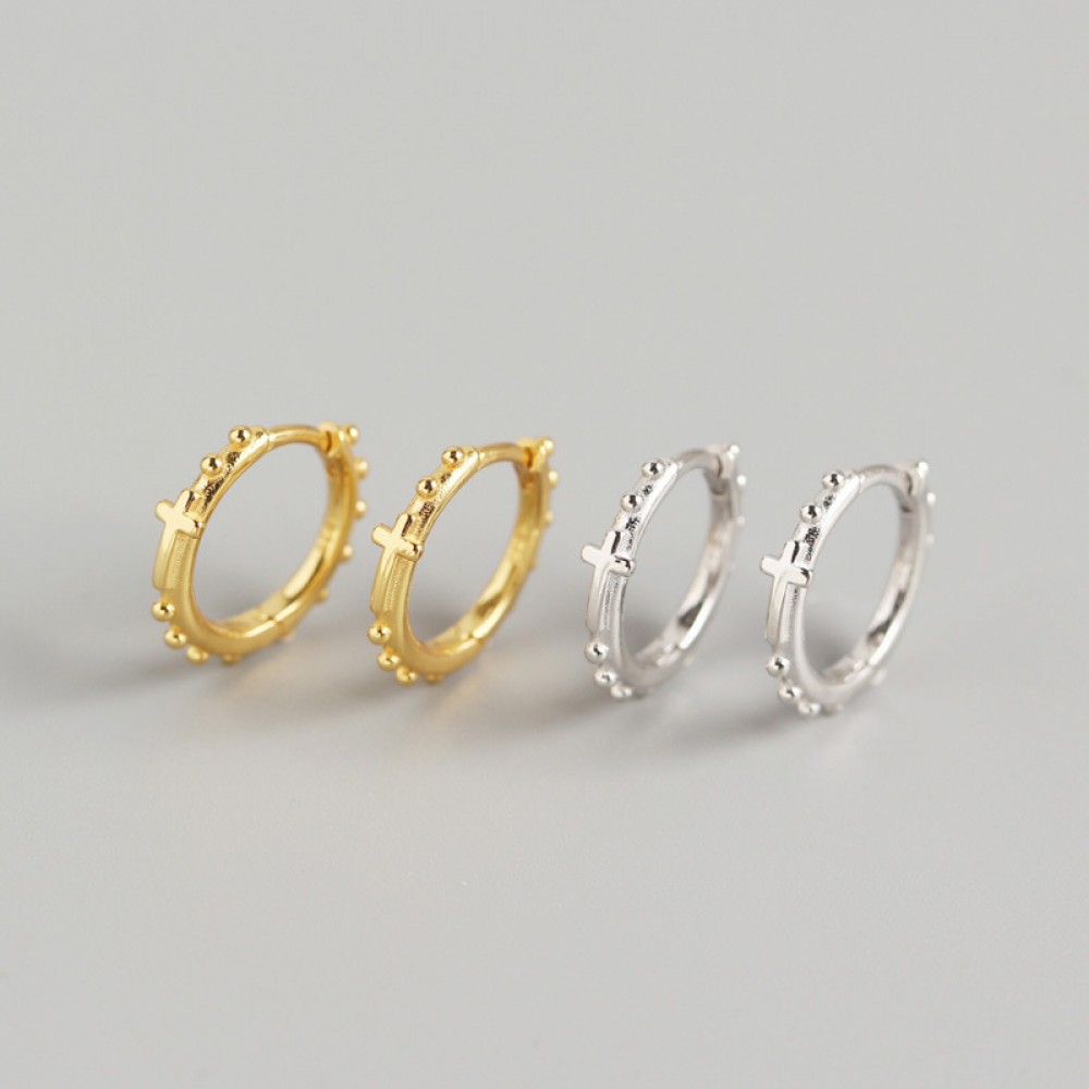 Elegant Beads and Cross Hoop Earrings - MLYH421