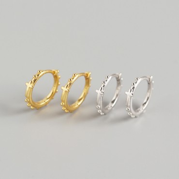 Elegant Beads and Cross Hoop Earrings