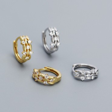 Sweet Braided and Gemstone Hoop Earrings