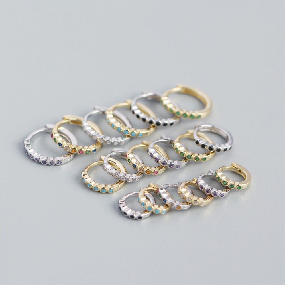 Minimalist Beaded Rhinestone Hoop Earrings - MLYH427