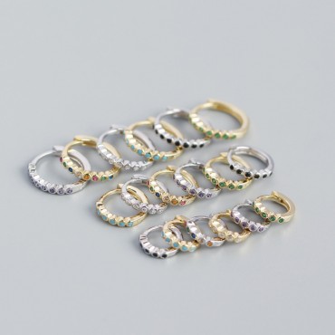 Minimalist Beaded Rhinestone Hoop Earrings