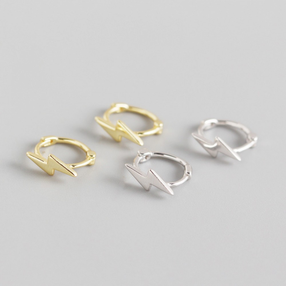 Minimalist Glossy Lightning Hoop Earrings - MLYH431