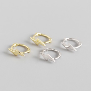 Minimalist Glossy Lightning Hoop Earrings