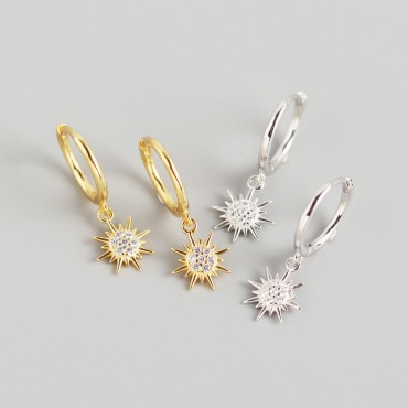 Sparkling Pave Sun Dangle Earrings