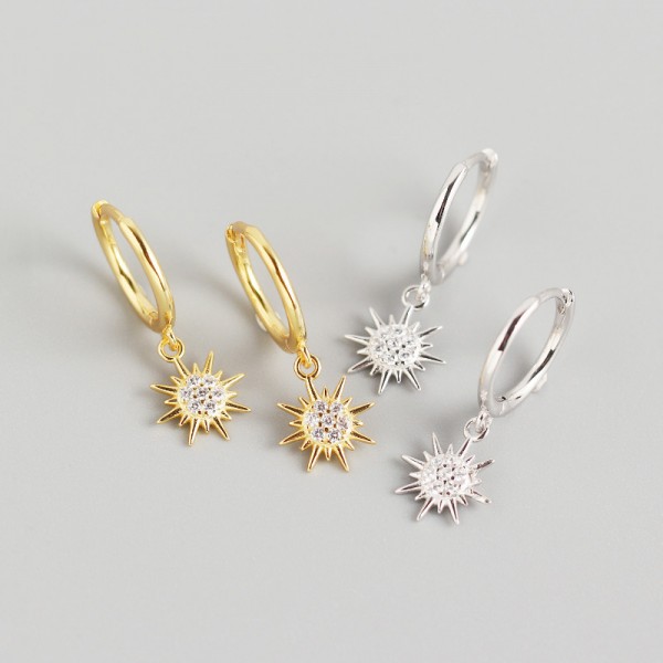 Sparkling Pave Sun Dangle Earrings