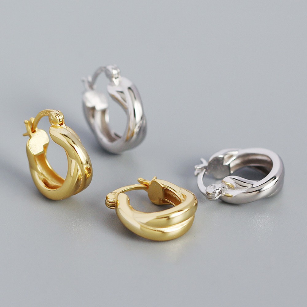 X-shaped Cross Lines Hoop Earrings - MLYH440