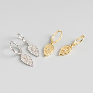 Teardrop Evil Eye Dangle Earrings