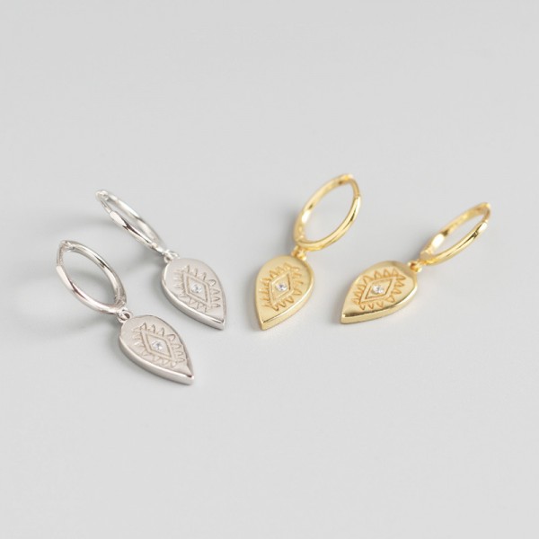 Teardrop Evil Eye Dangle Earrings