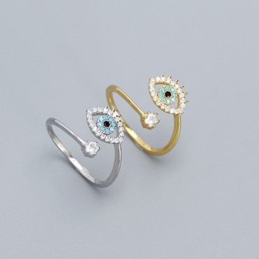 Sweet Turquoise Evil Eye Open Ring