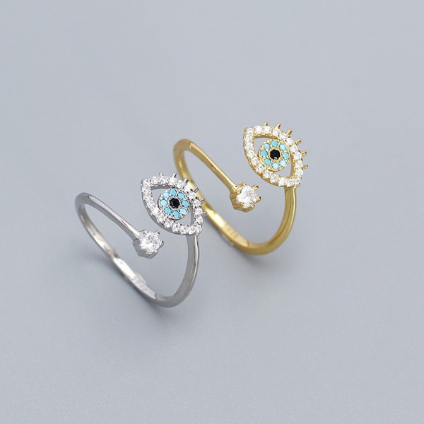Sweet Turquoise Evil Eye Open Ring