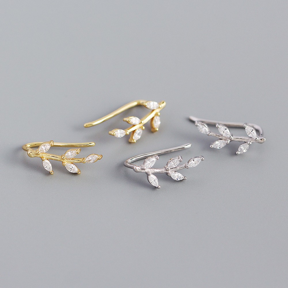 Sparkling Leaf Hoop Earrings - MLYH446