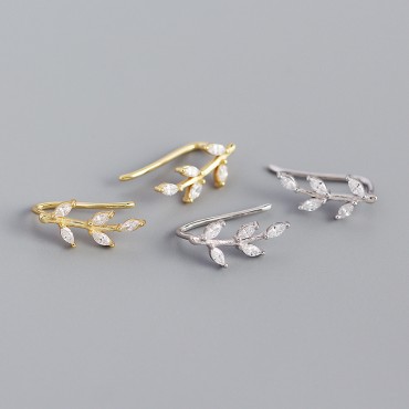 Sparkling Leaf Hoop Earrings