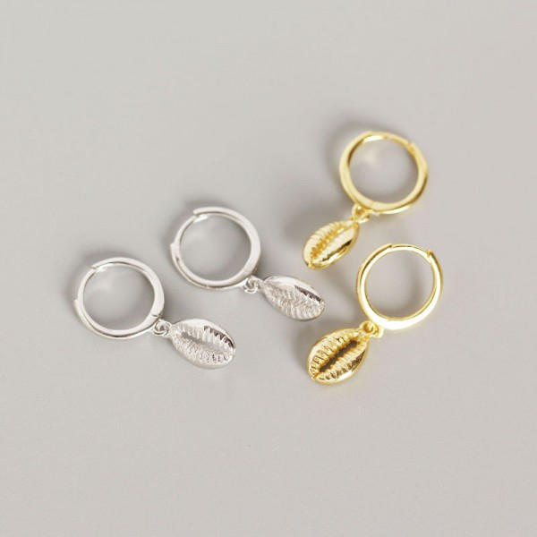 Minimalist Glossy Conch Dangle Earrings