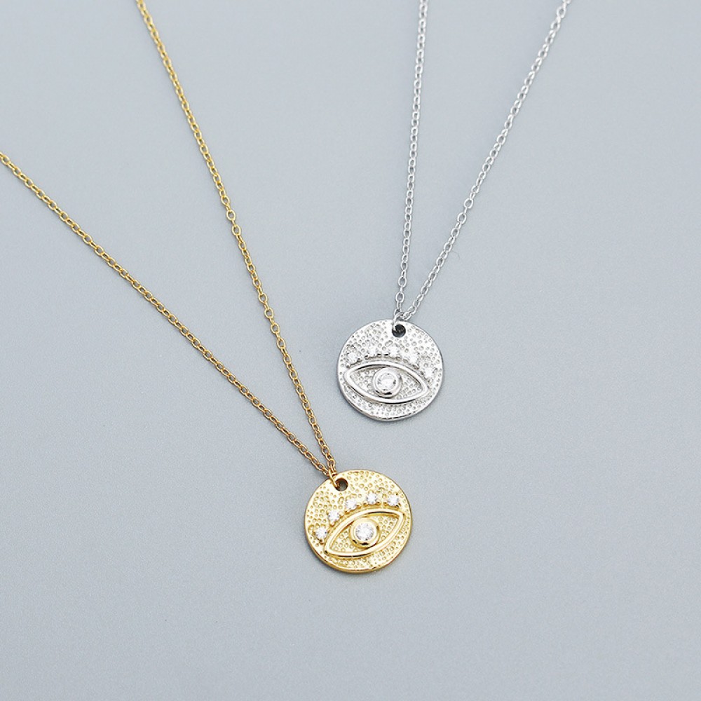 Pave Evil Eye Pattern Necklace - MLYH451