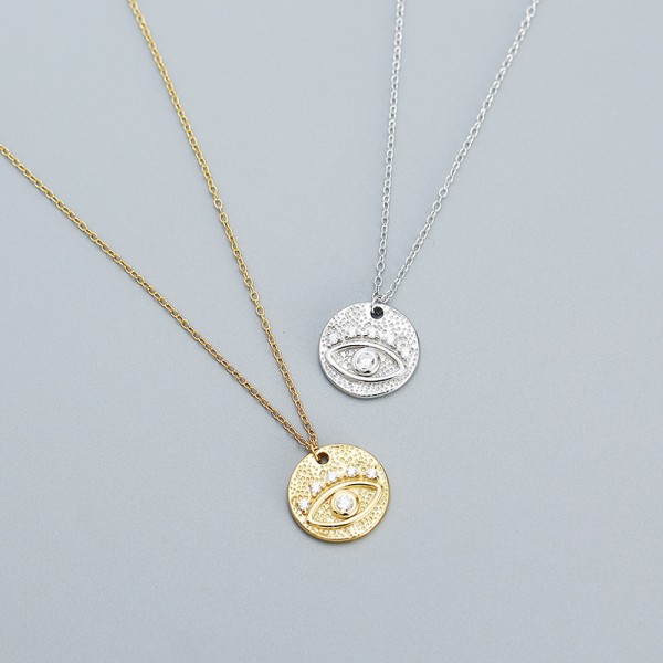 Pave Evil Eye Pattern Necklace
