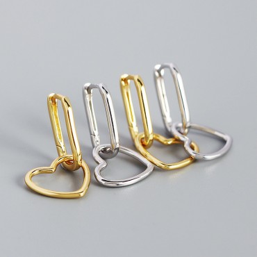 Metallic Glossy Heart Dangle Earrings