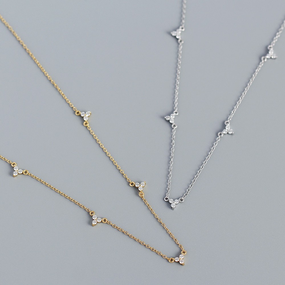 Sparkling Three Leaf Clover Necklace - MLYH455