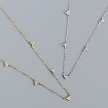 Sparkling Three Leaf Clover Necklace