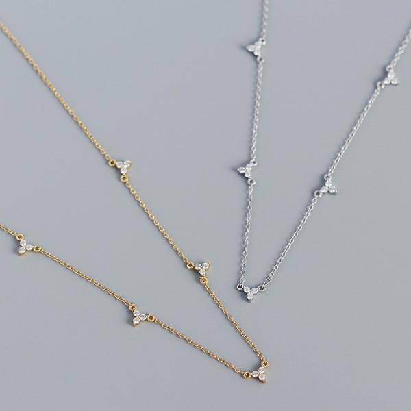 Sparkling Three Leaf Clover Necklace