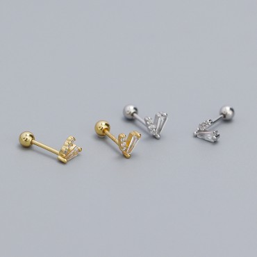 Sparkling V-shaped Rhinestone Stud Earrings