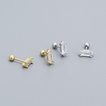 Sparkling Rectangular Rhinestone Stud Earrings