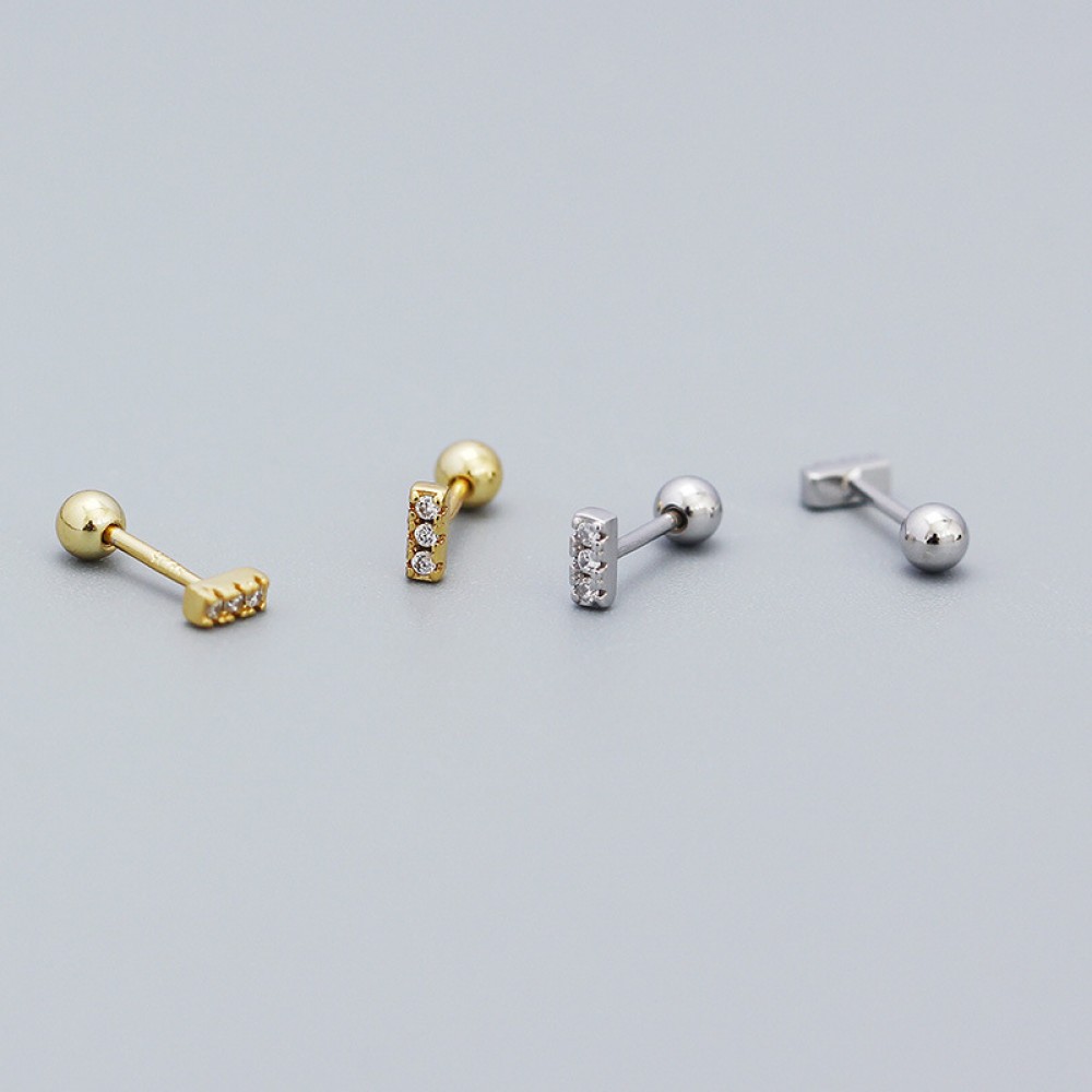 Minimalist Straight Gems Row Stud Earrings - MLYH472