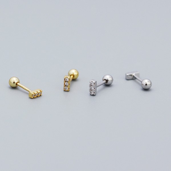 Minimalist Straight Gems Row Stud Earrings