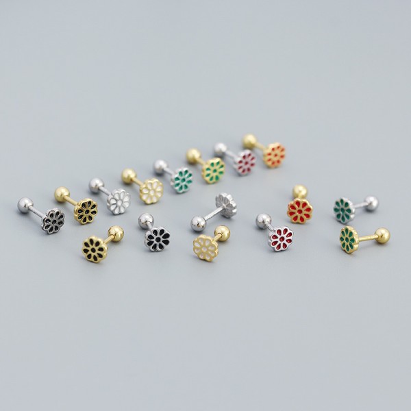 Colorful 8 Petal Flower Stud Earrings
