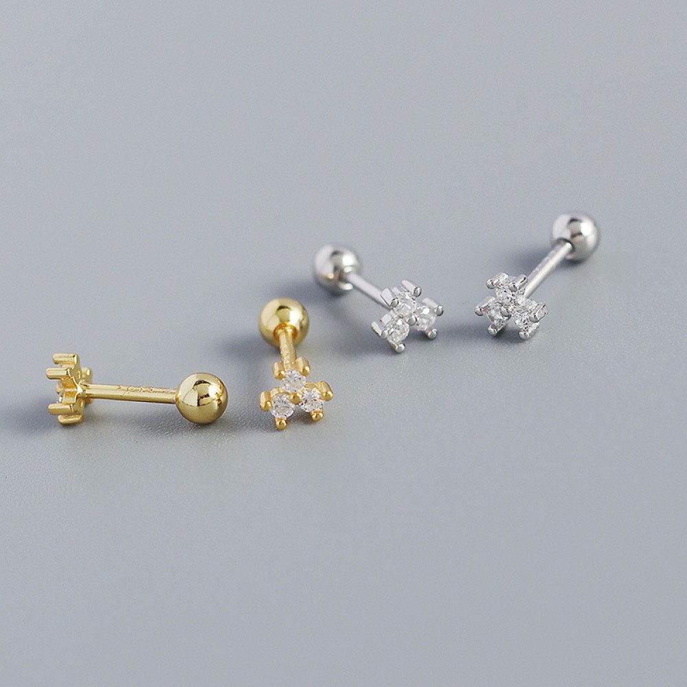 Sweet Three Leaf Clover Stud Earrings - MLYH475