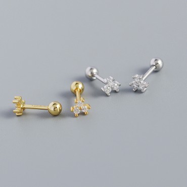 Sweet Three Leaf Clover Stud Earrings