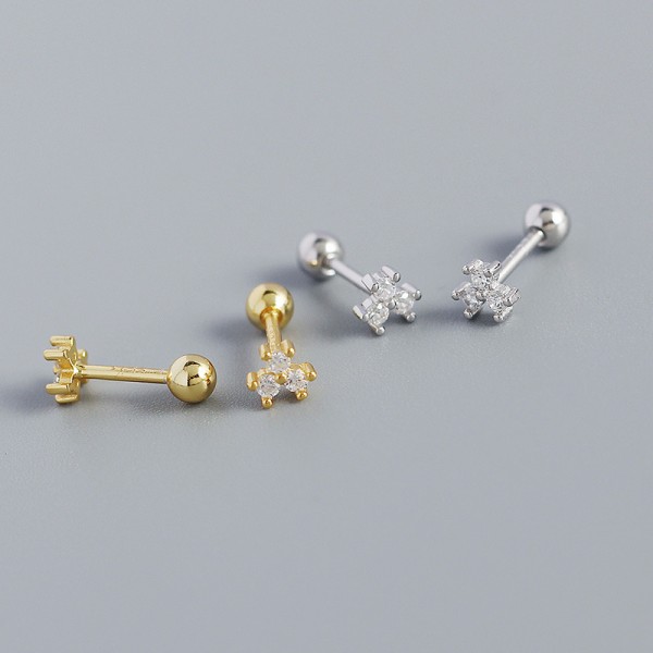 Sweet Three Leaf Clover Stud Earrings