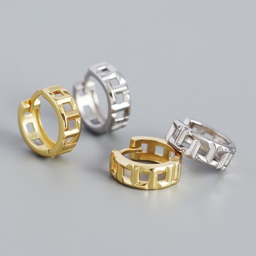 Hollow T-shaped Mesh Hoop Earrings
