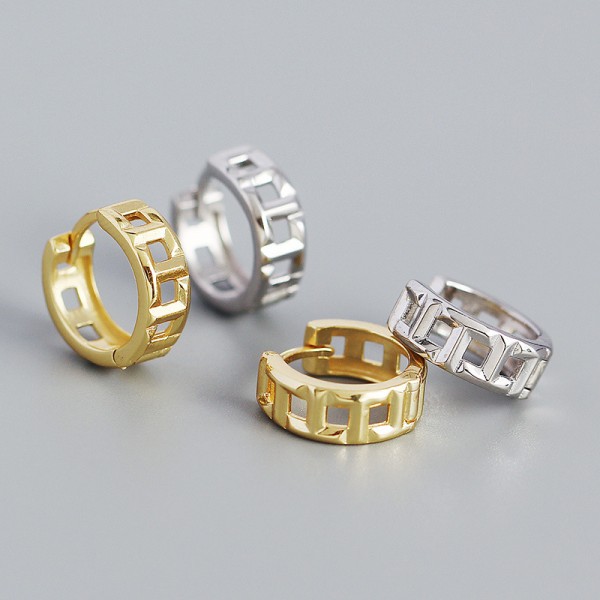 Hollow T-shaped Mesh Hoop Earrings