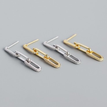 Tassel Pave Linked Dangle Earrings