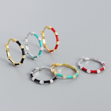 Elegant Colorful Bamboo Hoop Earrings