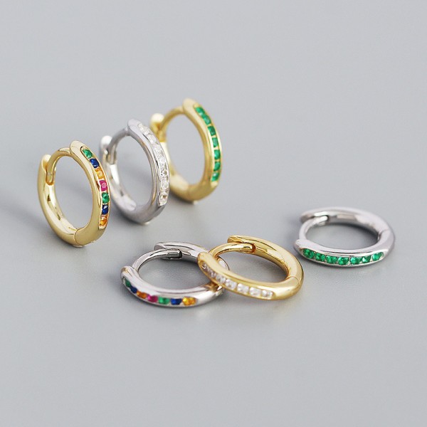 Metallic Gems Row Hoop Earrings