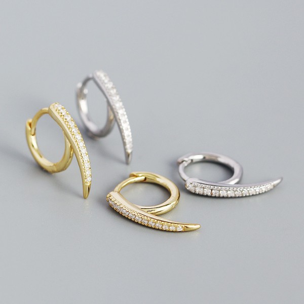 Pave Long Rivet Hoop Earrings