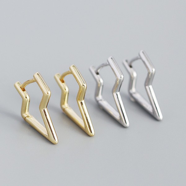 Minimalist Lightning Outline Hoop Earrings