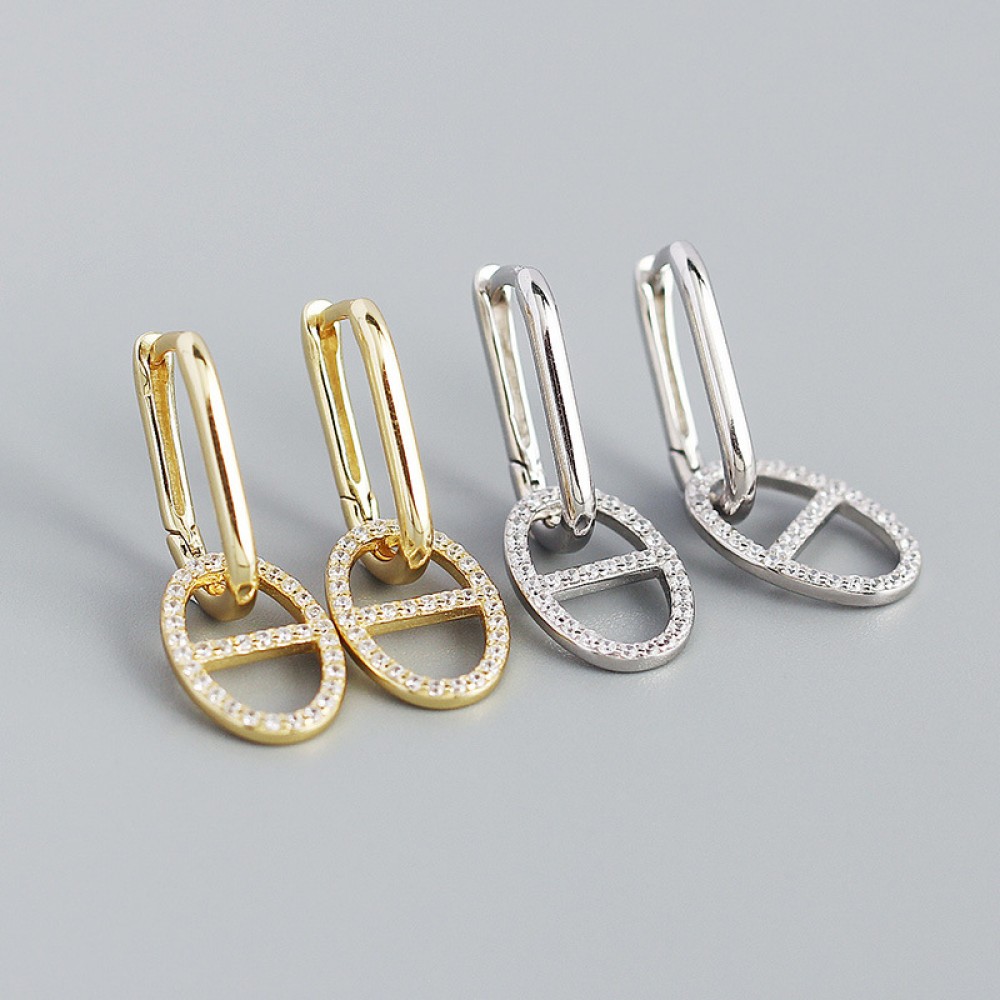 Pave Mariner Charm Drop Earrings - MLYH488