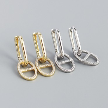 Pave Mariner Charm Drop Earrings
