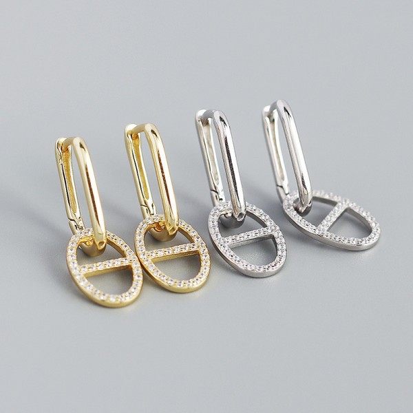 Pave Mariner Charm Drop Earrings