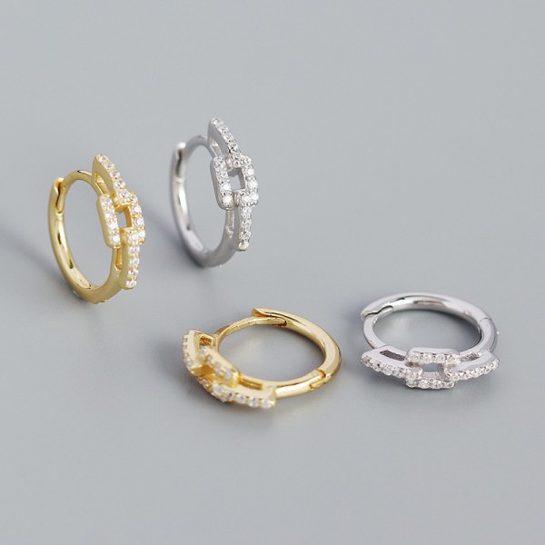 Metallic Pave Linked Hoop Earrings