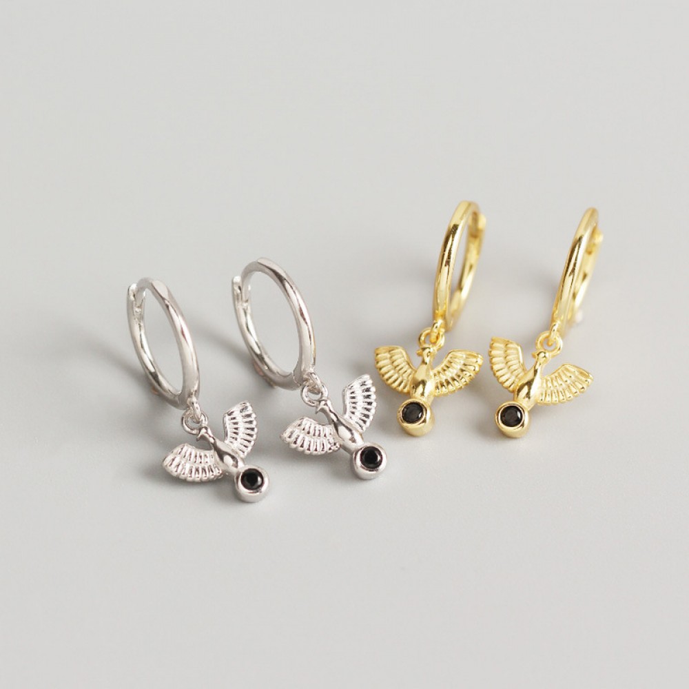 Solitaire Peace Dove Dangle Earrings - MLYH493