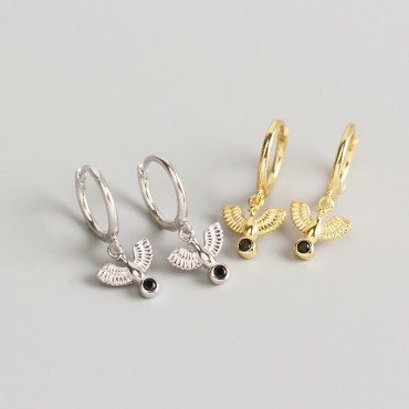 Solitaire Peace Dove Dangle Earrings