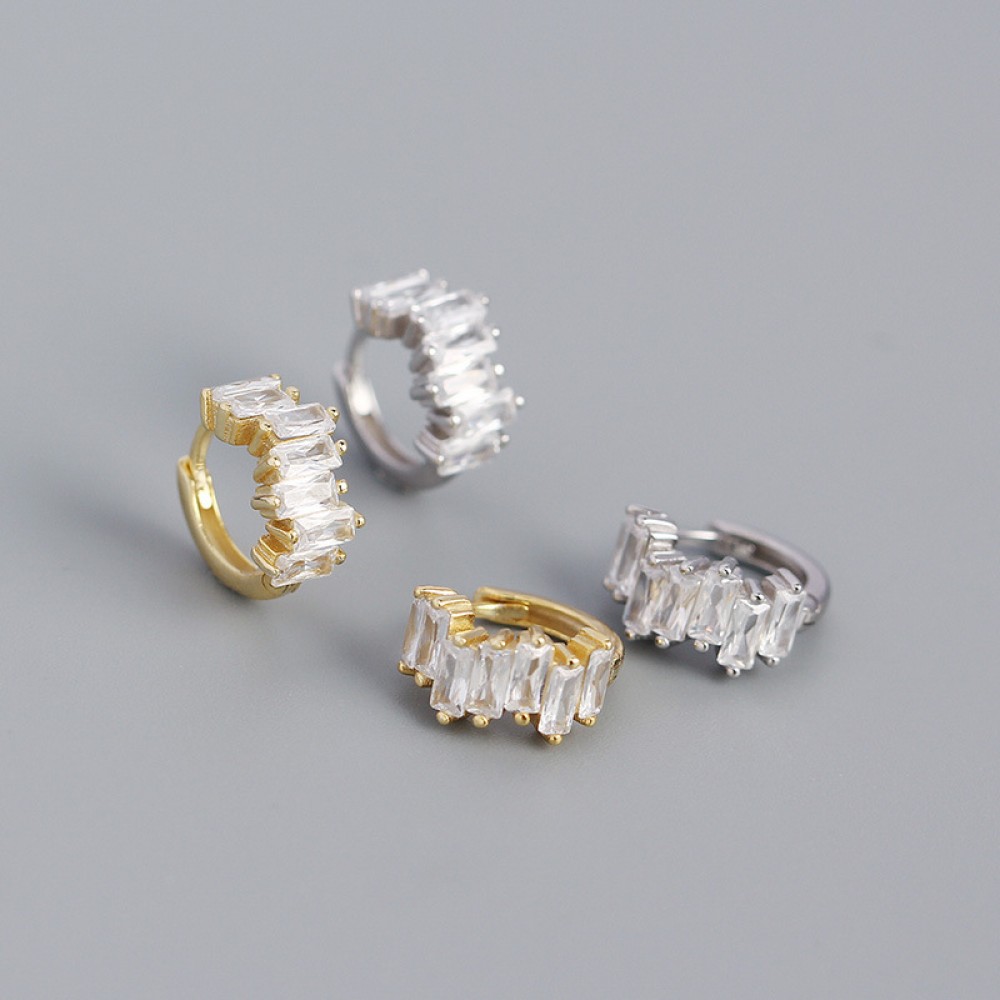 Irregular Wavy Gem Row Hoop Earrings - MLYH495