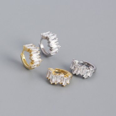 Irregular Wavy Gem Row Hoop Earrings