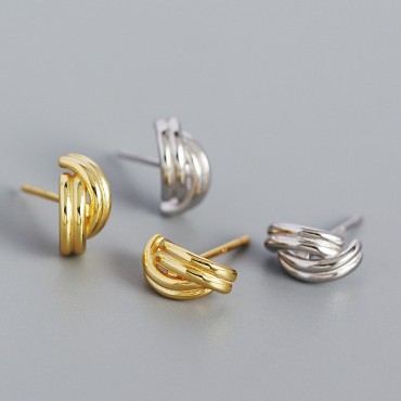 Metallic Entwined Lines Stud Earrings