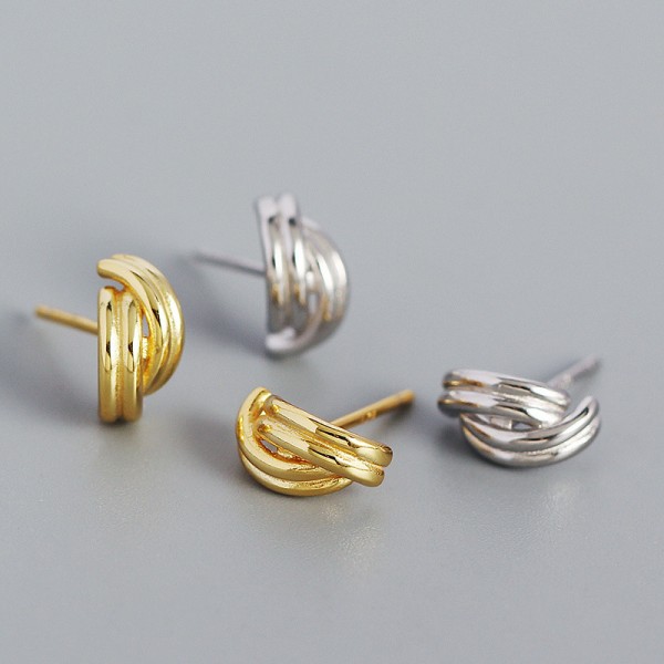 Metallic Entwined Lines Stud Earrings