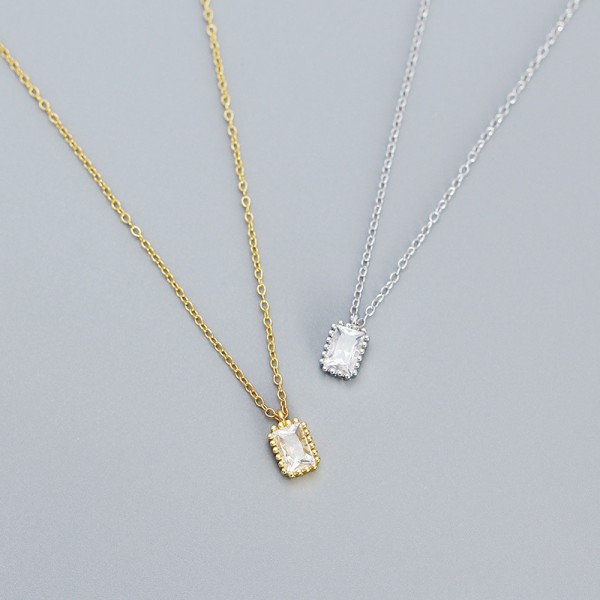 Solitaire Rectangular Rhinestone Necklace